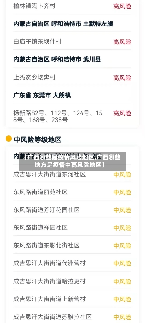 【广西哪些是疫情风险地区,广西哪些地方是疫情中高风险地区】