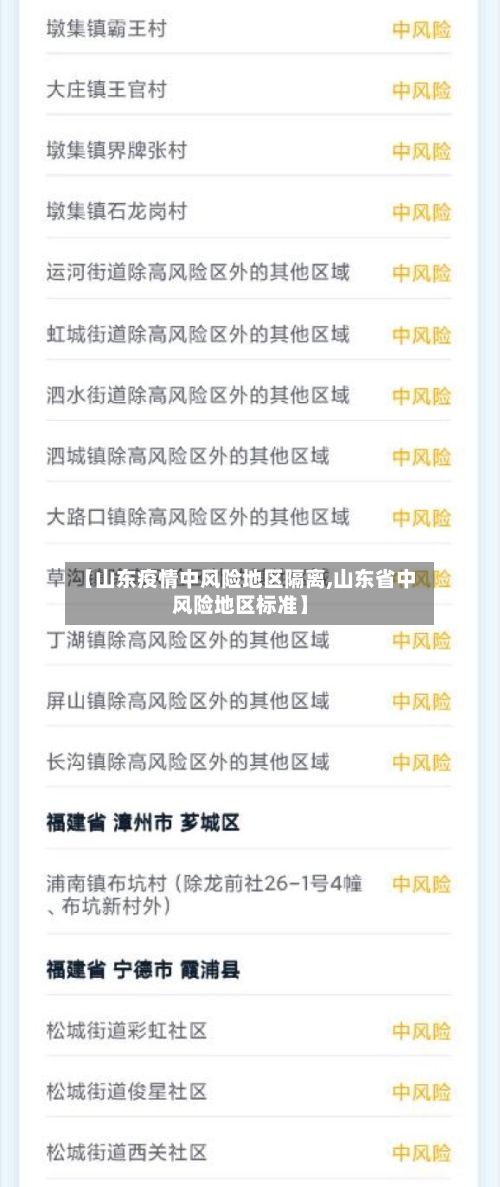 【山东疫情中风险地区隔离,山东省中风险地区标准】